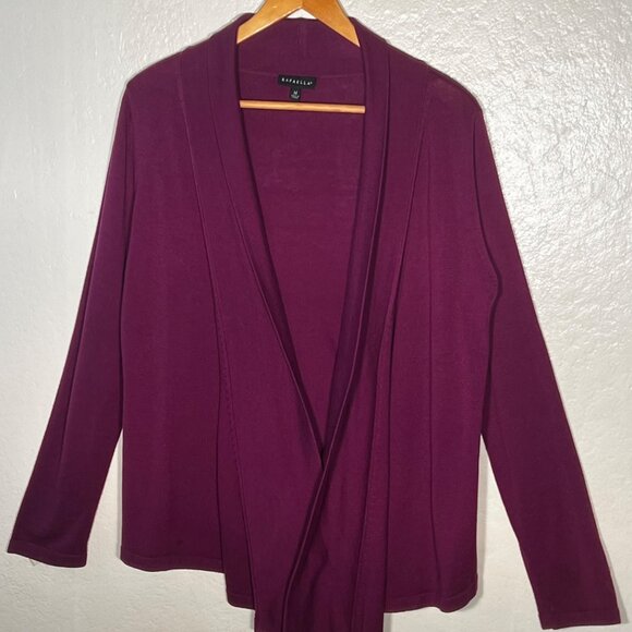 Rafaella Womens M Cardigan Sweater Drape Front Burgundy Career Comfortable Y2K - Picture 6 of 16